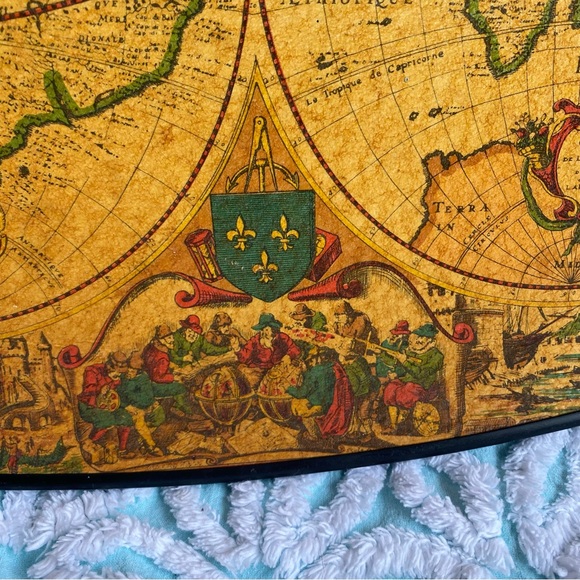 Vintage Tray antique world map MCM bar tray - Picture 4 of 9